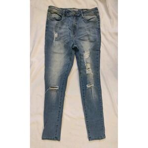 NWT Rhodanthe Jeans  Boyfriend Super Skinny Denim Distressed Ligth Wash Sz 12